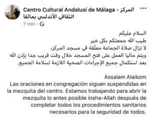 Lee más sobre el artículo Los rezos en la mezquita siguen suspendidos