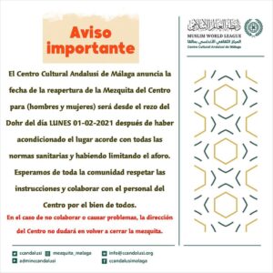 Lee más sobre el artículo Programación reapertura de la mezquita