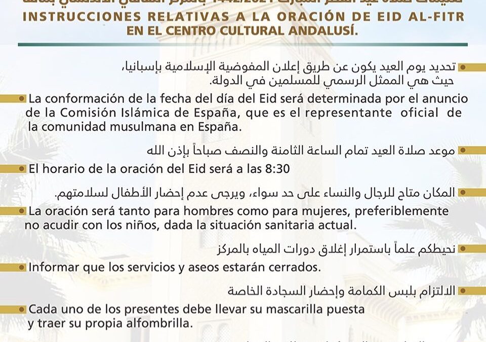 Instrucciones Eid Al Fitr en el centro