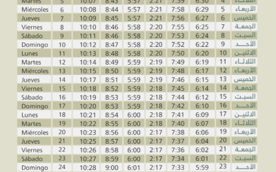 Horario oraciones de abril-mayo 2022