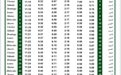 Horario oraciones de junio 2022