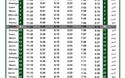 Horario oraciones de julio 2022