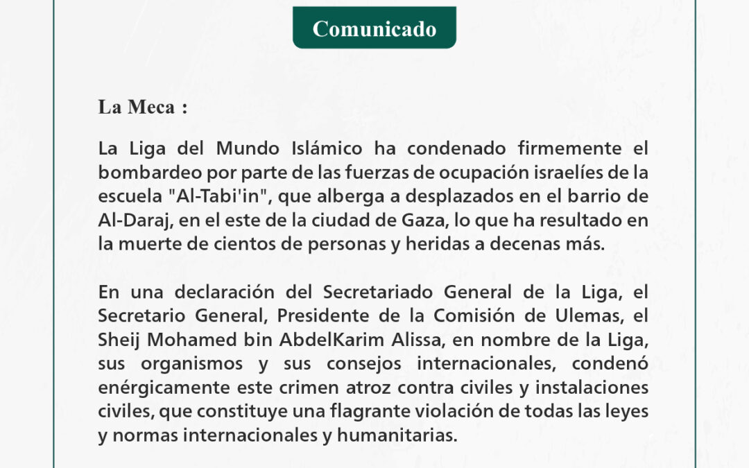 Comunicado de la Liga del Mundo Islamico: