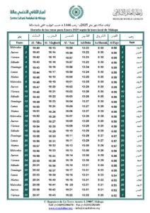 Lee más sobre el artículo Horario de oración | enero 2025