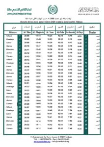 Lee más sobre el artículo Horario de oración | Febrero 2025