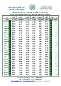 Lee más sobre el artículo Horario de oración | Abril 2026