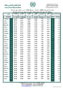 Lee más sobre el artículo Horario de oración | Noviembre 2026